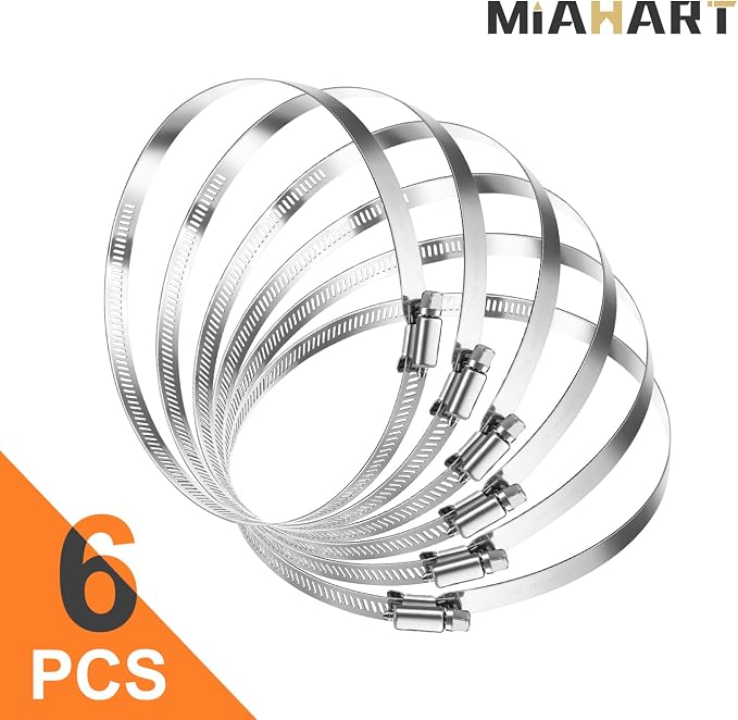 MIAHART 3 inch Hose Clamp Adjustable 304 Stainless Steel Duct Clamps 6 Pack - Image 5