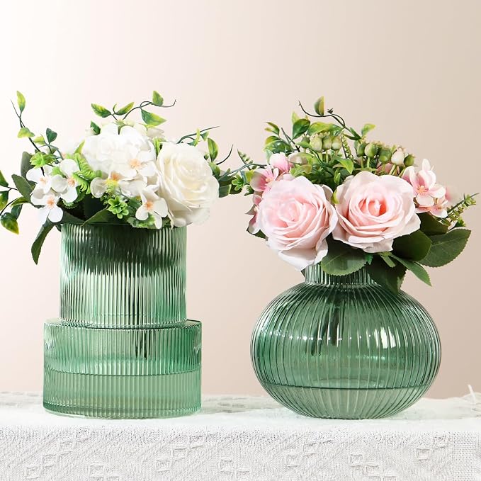 Ribbed Glass Vases, Modern Vase by YANWE