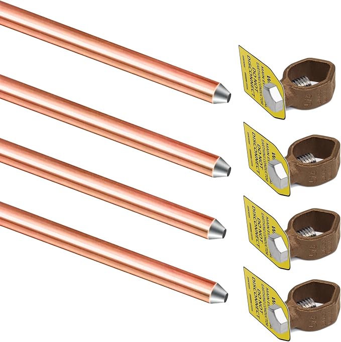 4PCS Kit-8ft Ground Rod by GOUNENGNAIL