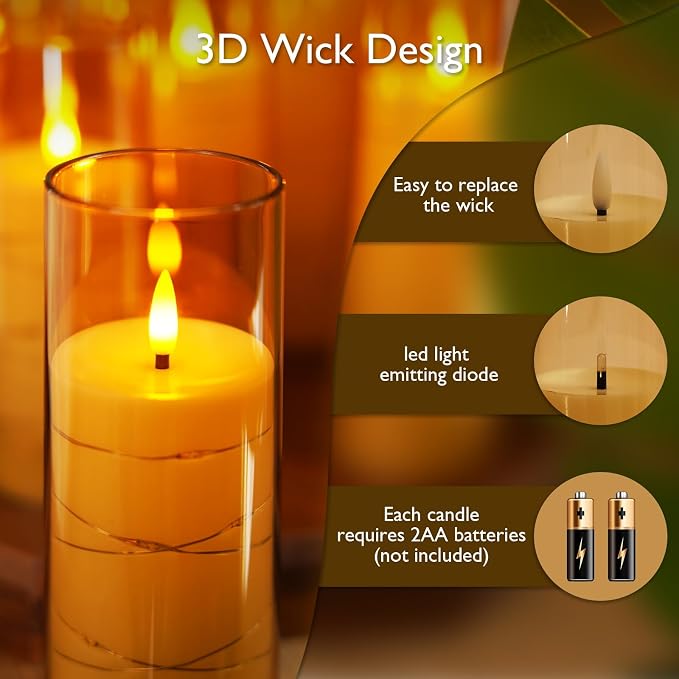 Raycare 9 Pcs Flameless Battery Operated Pillar Candles - Image 5