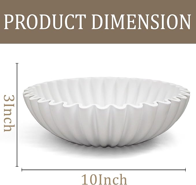 LIN CHUAN Ruffle Decorative Bowl, Large Fruit Bowl, and tables. Durable resin - Image 7