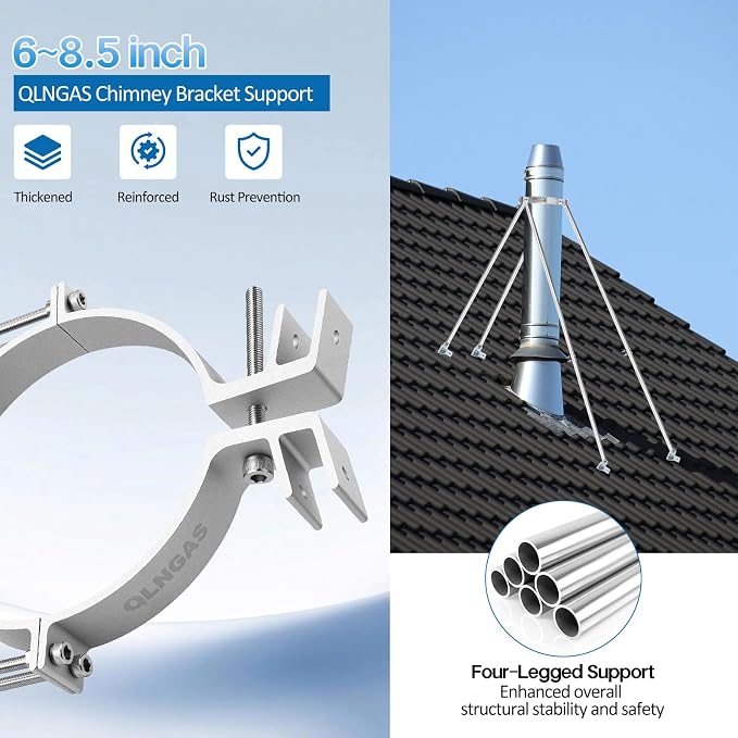 2026 Updete 6-8 Inch Extended Roof Bracket Supports Chimney Stove Pipe - Image 4