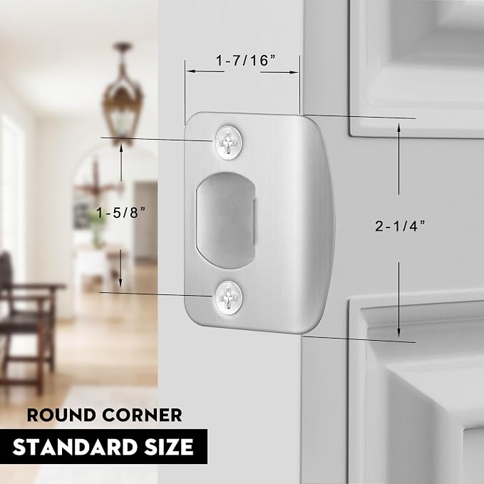 Door Strike Plate for Interior Doors, Brushed Nickel, 1 Pack | 2-1/4"x1-3/4" - Image 2