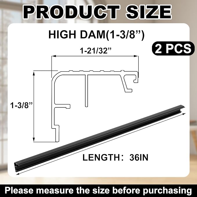 Pangda 2 Pcs 36" L Fixed Vinyl Sill Cap 1-3/8 Inches High Exterior Door - Image 2