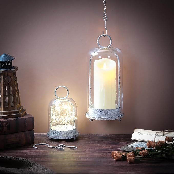5" & 4" Wide Versatile Metal Candle Holder in Shabby White - Image 5