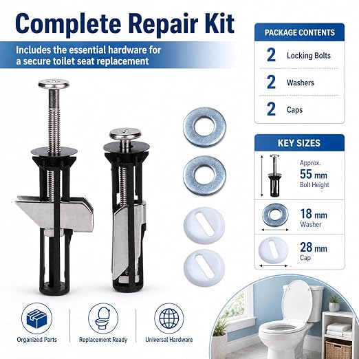 Heavy Duty Toilet Seat Fastener Bolt Kit, Universal Toilet Seat Bolts Kit - Image 8