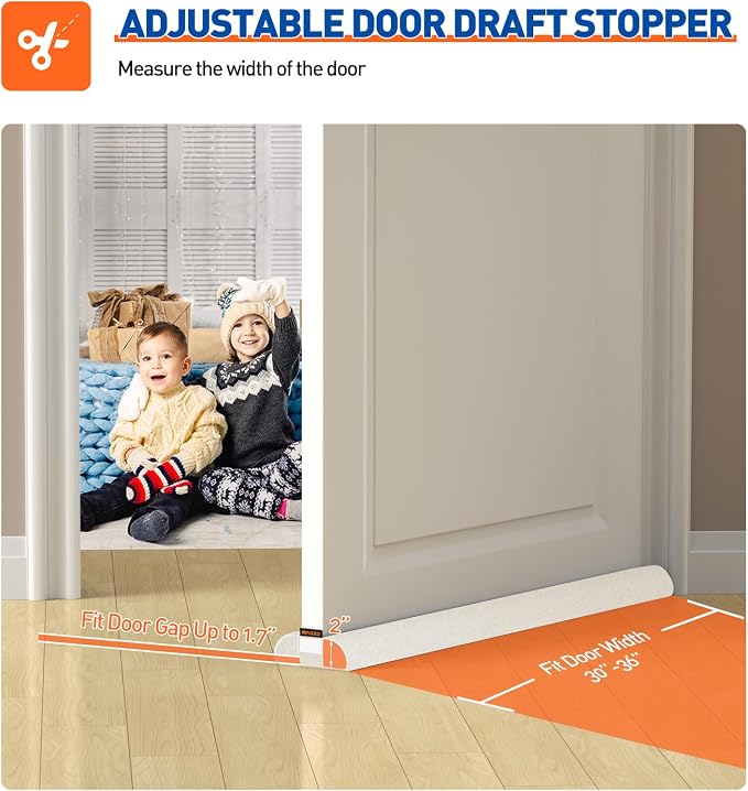MAGZO Under Door Draft Stopper, 36 Inch Adjustable Door Gap Filler, Dust & - Image 2