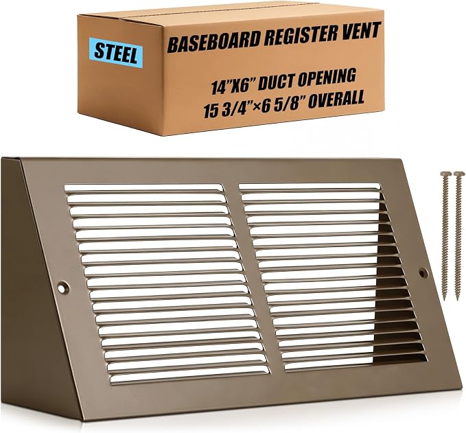 Honeydak 1 Pack Baseboard Register Vent Covers 14" x 6" Duct Opening by Honeydak