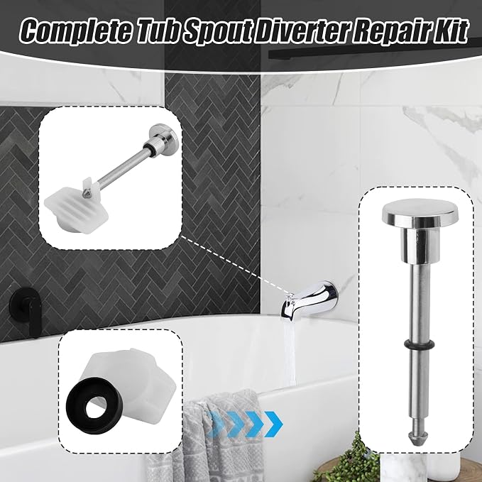 2pcs Tub Spout Diverter Repair Kit, 1 Diverter Valve Stem and 1 Seal | - Image 3