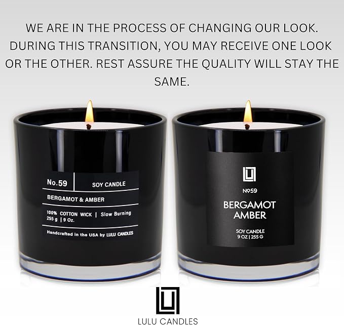 Lulu Candles Bergamot & Amber Luxury Scented Soy Candle, 9 Oz | Citrus & Musk - Image 3