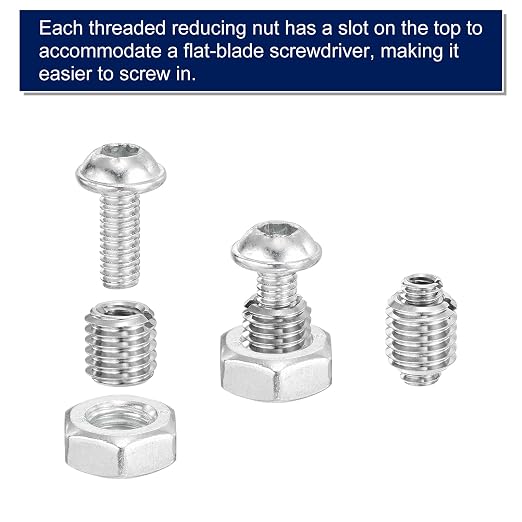 uxcell Thread Adapters Sleeve Reducing Nuts, Threaded Insert Repair Sleeve - Image 5
