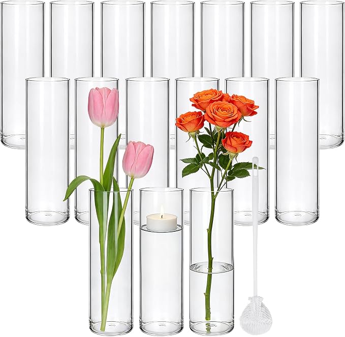 Brajttt16 Pack Glass Cylinder Vase, Hurricane Vase Ideal by Brajttt