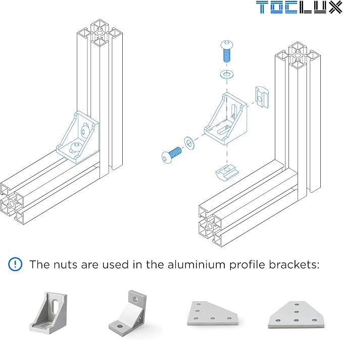 200 pcs 20 Series Aluminum Extrusion Black M5 T-Nut and Screw Kit – Sliding & - Image 6