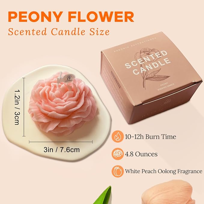 Light-Pink Peony Flower Shape Candles - Image 6