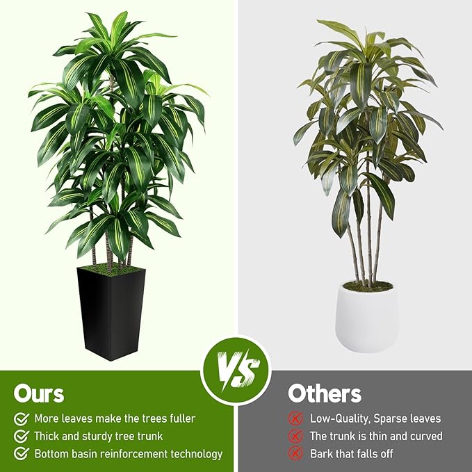 Artificial Dracaena Tree Indoor, 6FT Tall Fake Tree - Image 3