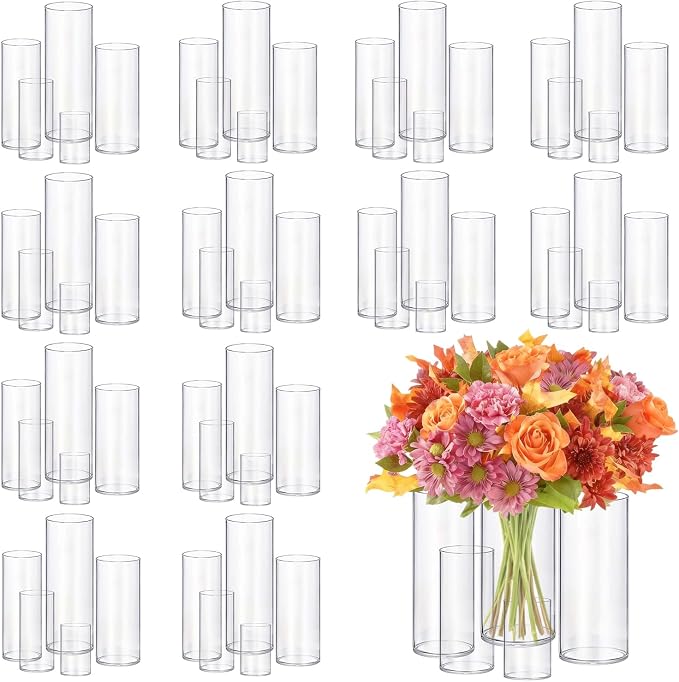 60pcs New & Improved Glass Vase Cylinder Vases by OGEH