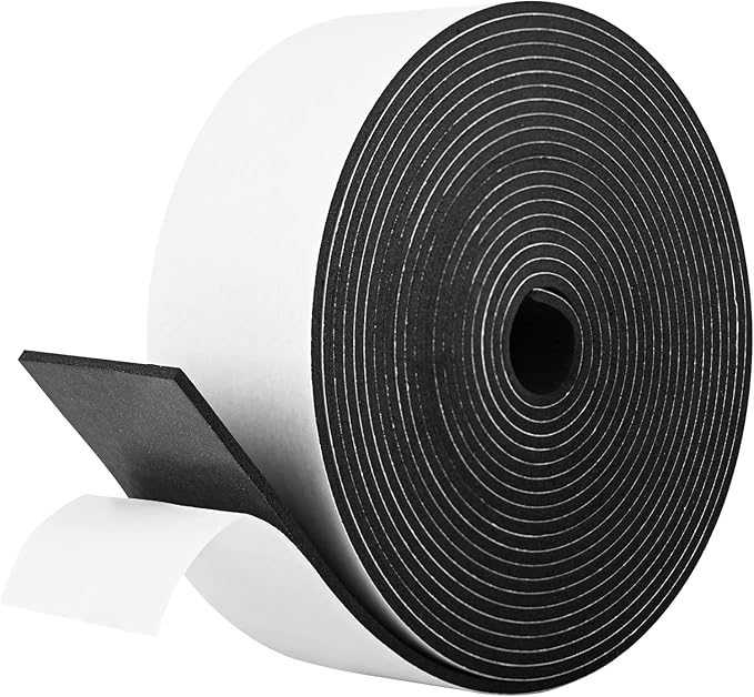 Kikerike Self Adhesive Foam Tape Weatherstrip 2In x 1/8In x 20Ft High Density by Kikerike