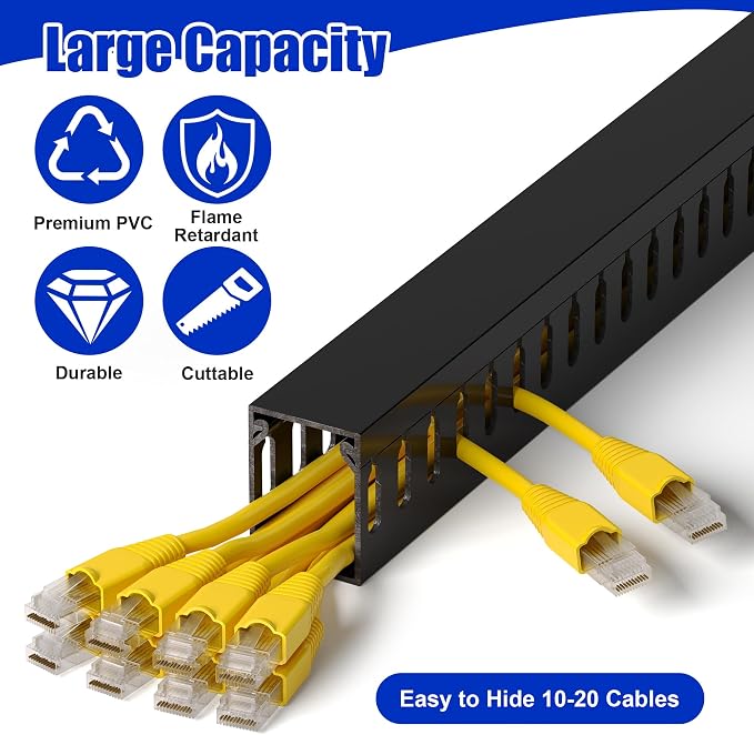 1.6"H x 1.2"W Cable Raceway, 6ft Under Desk Wire Management Channel, 2 Pack - Image 3