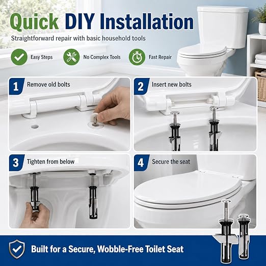 Heavy Duty Toilet Seat Fastener Bolt Kit, Universal Toilet Seat Bolts Kit - Image 6