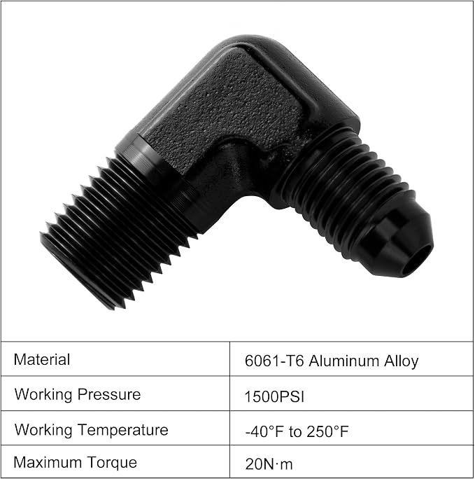 EVIL ENERGY 4AN to 1/4" NPT Male 90 Degree Fitting Adapter Aluminum 2PCS - Image 3