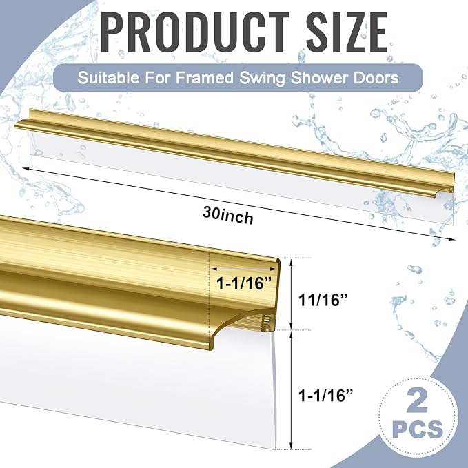 Hicarer 2 Pcs 30'' Chrome Framed Shower Door Replacement Drip Rail - Image 2