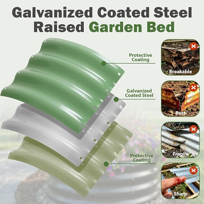3 PCS Round Raised Garden Bed 2x2x1 ft, Metal Outdoor Planter Box Kit - Image 6