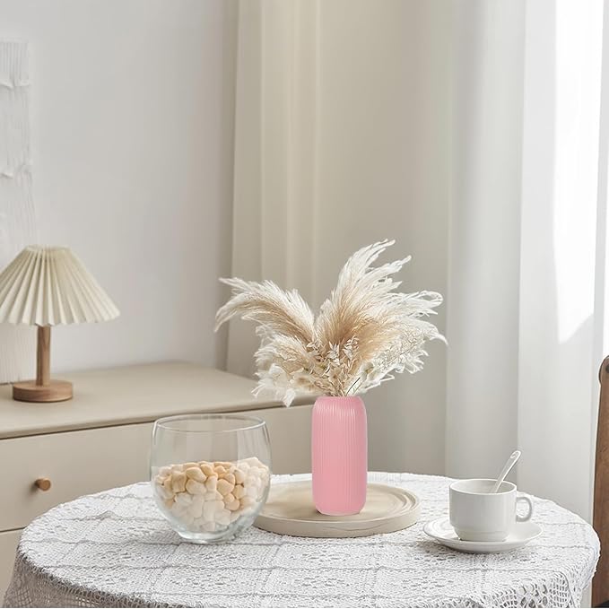 Ceramic Vase for Flowers – Modern Small Ribbed Textured Flower Vase for Home - Image 6