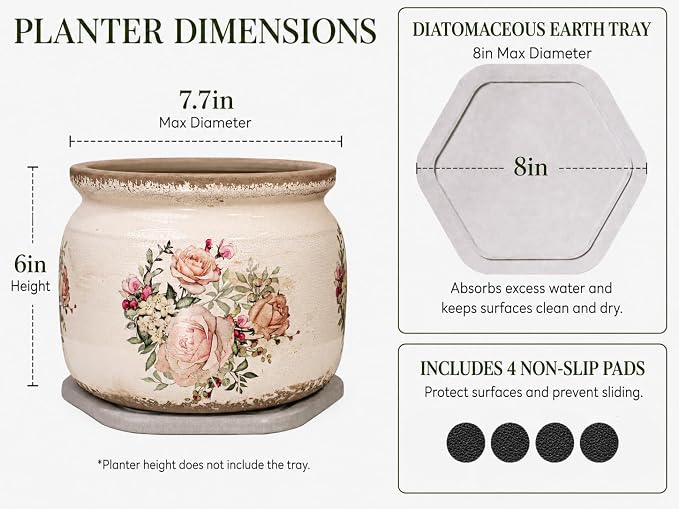 Shabby Chic Ceramic Plant Pots - Image 3