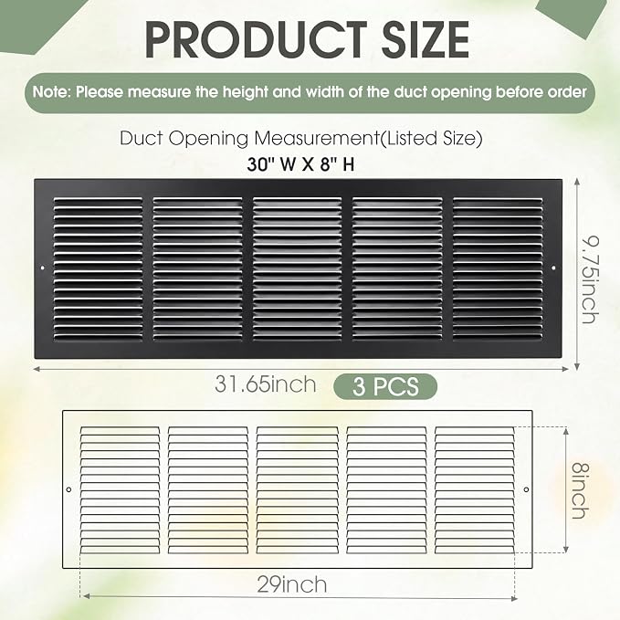 Black 3 Pack Ceiling Vent Cover - Image 2