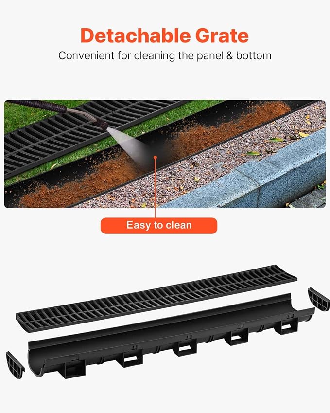 VEVOR Trench Drain System 6 Pack, Channel Drain - Image 4
