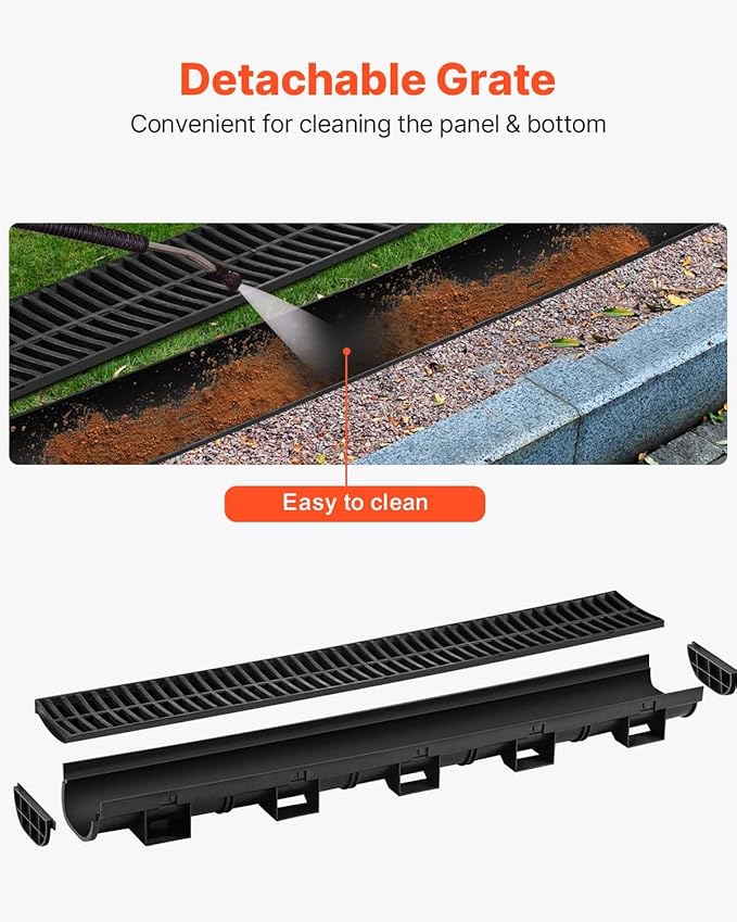 VEVOR Trench Drain System 5 Pack, Channel Drain - Image 4