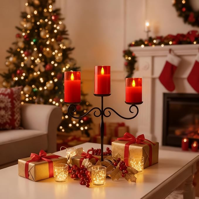 Amagic Red Glass Flameless LED Candles Battery Operated - Image 9