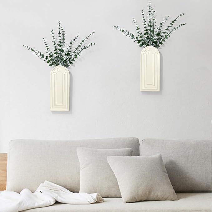 Handmade Wooden Wall Vases Set of 2 - Image 2