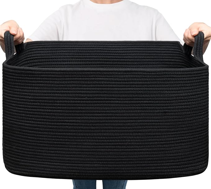 Goodpick Large Woven Rope Blanket Basket, 75L | 21.6'' x 14.9'' x 11.8'' by Goodpick