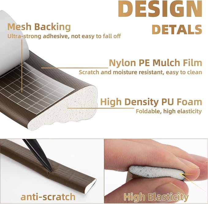 Kneelisa 3Pcs×196” Wedge-Shape Foam Window Weather Stripping Door Seal | - Image 3