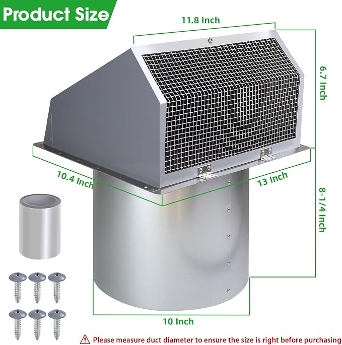 10 Inch Hooded Wall Vent Exhaust - Image 2