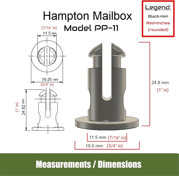Hampton/Ambrose Mailbox Postal Pro Hinge Pin Replacement, Compatiable - Image 3
