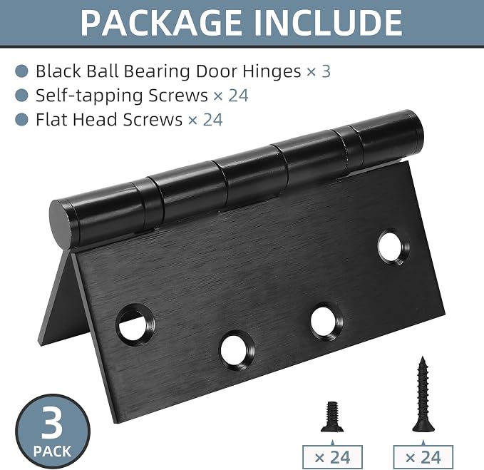 4.5" Heavy Duty Stainless Steel Door Hinge, 3 Pack 4.5 x 4.5 Inch Ball Bearing - Image 5