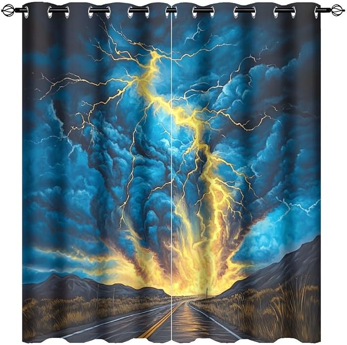 Fantasy Lightning Road Blackout Curtains by StyleYourHomeLoveYourSpace
