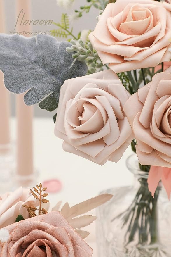 Artificial Flowers 25pcs Real Looking Nude Foam Fake Roses - Image 5
