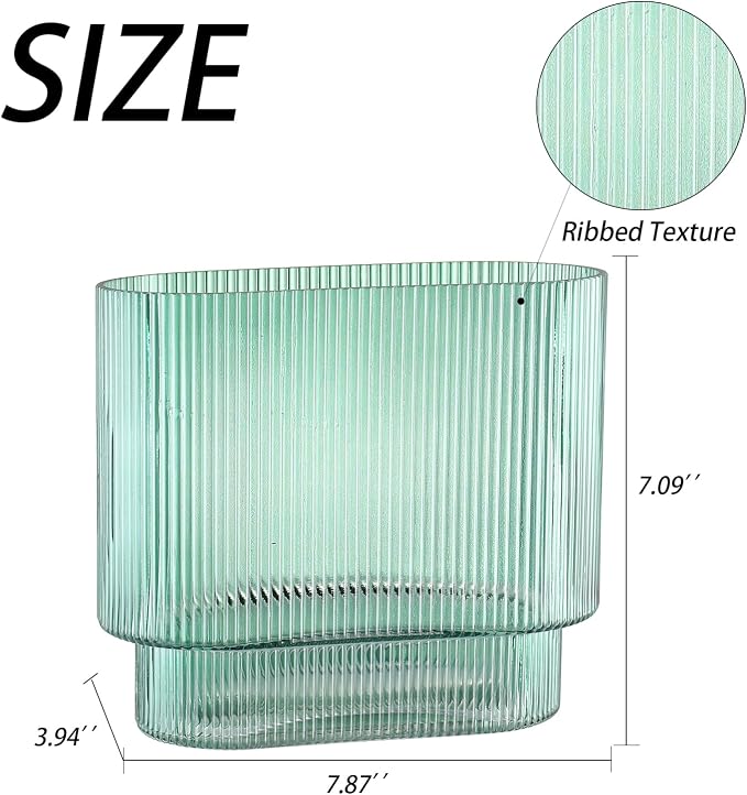 Ribbed Glass Vase, Fluted Short Vases - Image 7