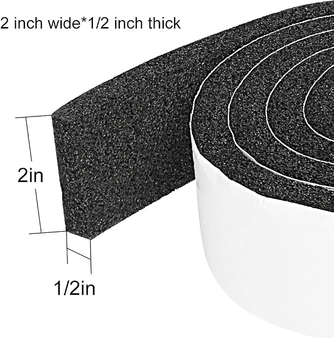 3 Rolls 2 Inch W 1/2 Inch T Weather Stripping Air Conditioner Open Cell Foam - Image 4