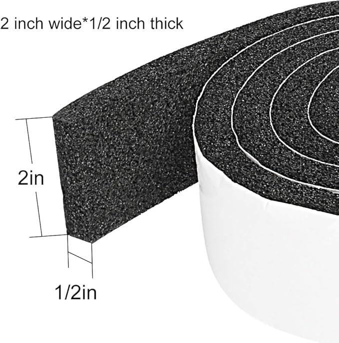 4 Rolls 2 Inch W 1/2 Inch T Weather Stripping Air Conditioner Open Cell Foam - Image 4
