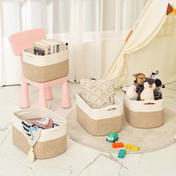ICERZCZ Storage Baskets for Organizing & Shelves, Woven Cotton Rope - Image 8