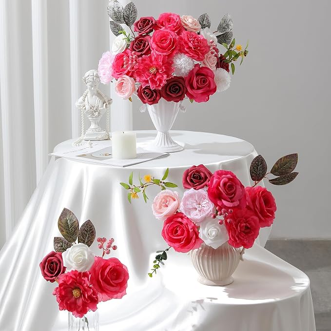 Artificial Flowers Fake Rose Flowers Dahlia - Image 3