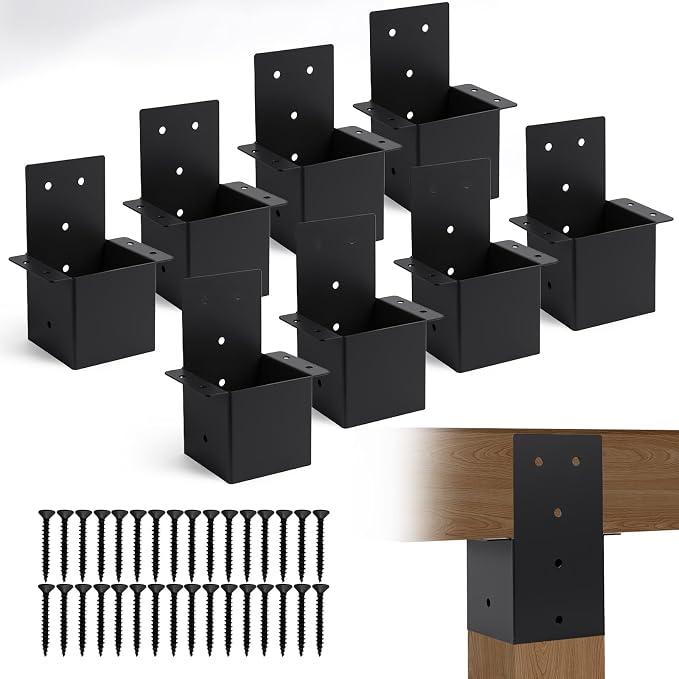8 Pcs 4”x 4”Pergola Brackets, Post Top Rafter Brackets Wall Mount Support by AXWHYS