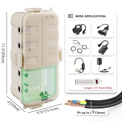 RESTMO Outdoor Electrical Box Waterproof, Extension Cord Cover | IP54 - Image 2