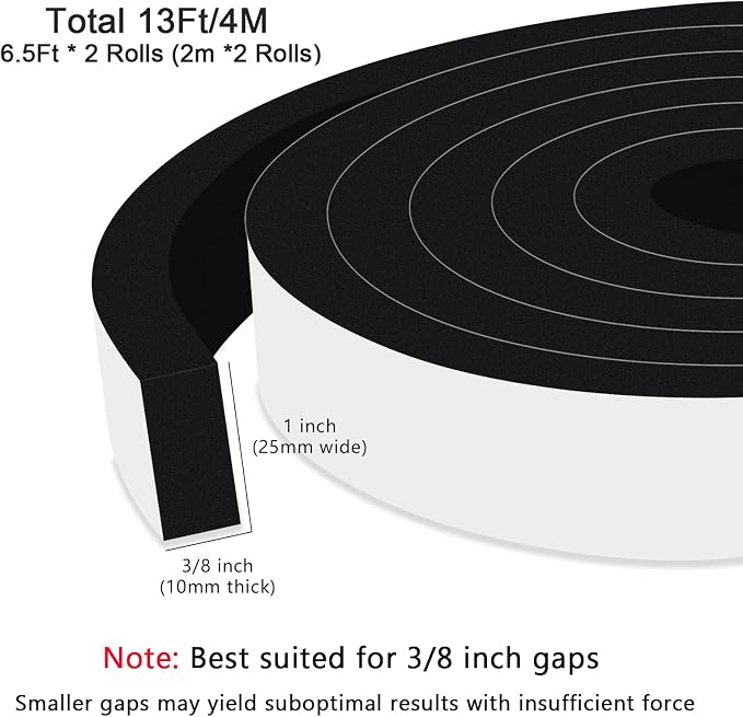 Heavy-Duty Foam Strip for Doors Windows, Energy Saving, 1/2x1/2in | Blocks - Image 4