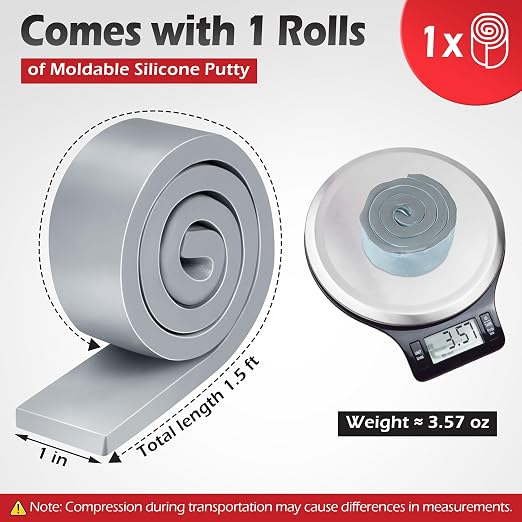 1 Pack Moldable Silicone Putty Grey Solid Roll | 1.5 ft x 1 in Non Hardening - Image 2