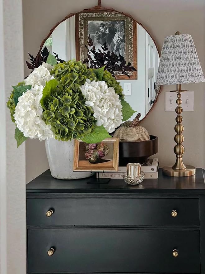 YalzoneMet 3 PCS White Hydrangea Artificial Flowers 21 inchs Real Touch Faux - Image 6